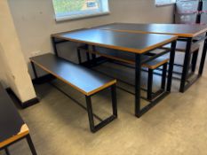 Black Wooden Top Table With Benches- No Reserve