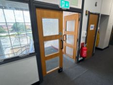 Double Wooden Fire Door With Glass Panels- No Reserve