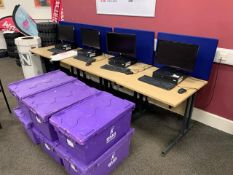 5 Square Wooden Top Single Desks With Felt Back Divider - No Reserve