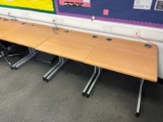 12 Square Wooden Top Tables With Modesty Panel - No Reserve