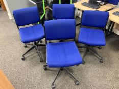 9 Square Seat Blue Felt Office Chairs- No Reserve