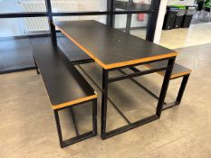 Black Wooden Top Table With Benches- No Reserve