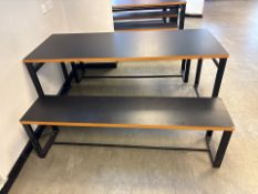 Black Wooden Top Table With Benches- No Reserve