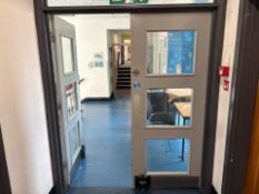 Double Wooden Fire Door With Glass Panels- No Reserve