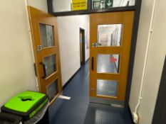 Double Wooden Fire Door With Glass Panels- No Reserve