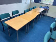 6 Square Wooden Top Tables & Chairs- No Reserve