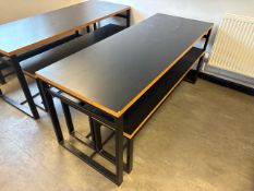 Black Wooden Top Table With Benches- No Reserve