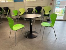 Black Circular Canteen Table With 3 Chairs- No Reserve