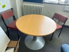 Circular Dinner Table & 2 Felt Chairs - No Reserve