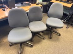5 Wheeled Grey Felt Office Chairs - No Reserve