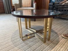 Circular Wooden Glass Top Coffee Table - No Reserve