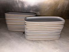 24x Oval Ceramic Grey Lipped Plates - No Reserve