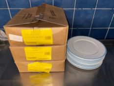34x White Ceramic Dinner Plates With Blue Rim - No Reserve