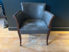 Blue leather Arm Chair - No Reserve