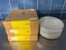 36x White Ceramic Plates With Blue Rim - No Reserve