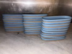 26x Oval Ceramic Blue Lipped Plates - No Reserve
