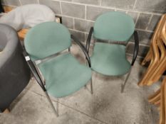 12 x Stacking Conference Chairs With Green Pads - No Reserve