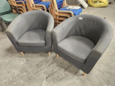 2 x Dark Grey Fabric Tub Chairs - No Reserve