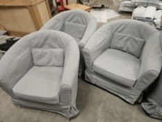 3 x Ikea Light Grey Tub Chairs - No Reserve