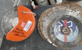 Saw Blade In Mounting & Pile Of Saw Blades- No Reserve