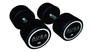 Pair Of 45kg PU Aura Commercial Dumbbells, New, Unused, No Reserve