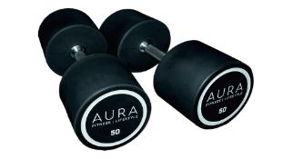 Pair Of 50kg PU Aura Commercial Dumbbells, New, Unused, No Reserve