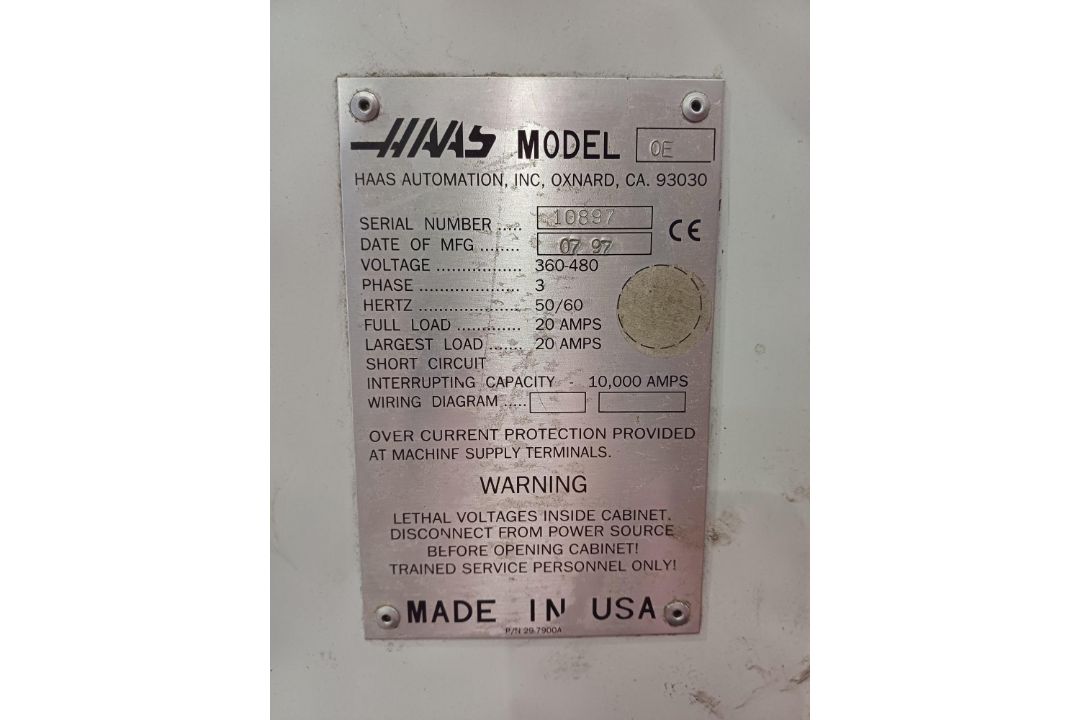 1997, HAAS AUTOMATION - Vertical Mill CNC MACHINE, MODEL OE - Image 13 of 15