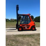 Linde H50D 5 Tonne Diesel Forklift, Full Heated Cab, 4.2m Mast With 3rd 4th Service, Low Hours