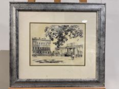 Black And White Courtyard Artwork Framed