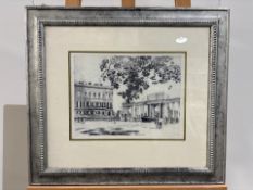 Black And White Courtyard Artwork Framed