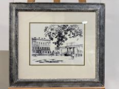 Black And White Courtyard Artwork Framed