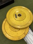 Two 15KG Bumper Plates (Yellow)