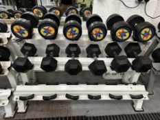 Assorted Rubber Dumbells 22.5kg-27.5kg (2.5kg Increments) Hex Rubber Dumbells 20kg-30kg (5kg increme