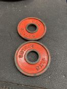 Two 1.25KG Steel Plates Weight Stamped (Red)