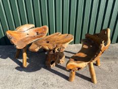Indian Teak Table & Bench Set