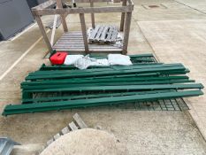 Pallet Of Green Metal Fence Panels And Posts