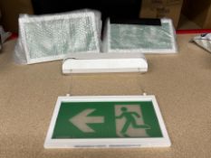 3 Hanging Fire Escape Signs