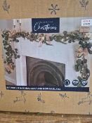 6ft pre lit Natural Leaf Bow Garland