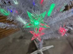 Fibre optical 6ft burst with star decorations, green & white