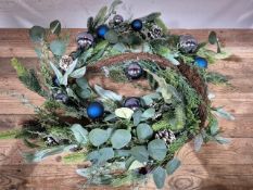 9ft Garland With And Silver And Blue Baubles