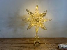29cm 3D Star Tree Topper With Lights