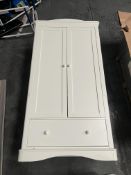 White Wardrobe Double Door Single Drawer, No Reserve