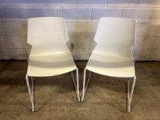 White Plastic Shell Chairs With Metal Legs X2 - No Reserve