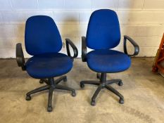 Blue Fabric Chairs With Wheels x2 - No Reserve