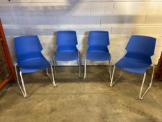 Blue Plastic Chairs With Metal Legs x4 - No Reserve
