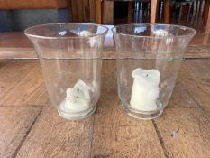 Glass Vase With Candle x2