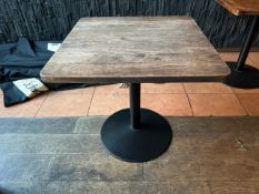 Wooden Top Table With Black Metal Base