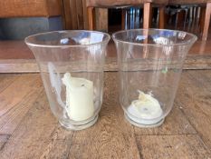 Glass Vase With Candle x2