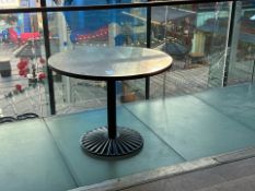 Small Round Modern Rustic Table with Steel Base & 4 Nubuck Chairs