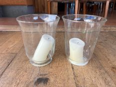 Glass Vase With Candle x2